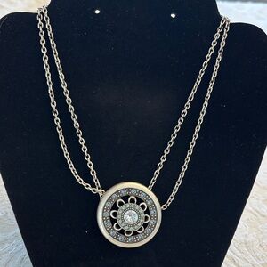 Vintage-Inspired Double Chain Touchstone Pendant Necklace